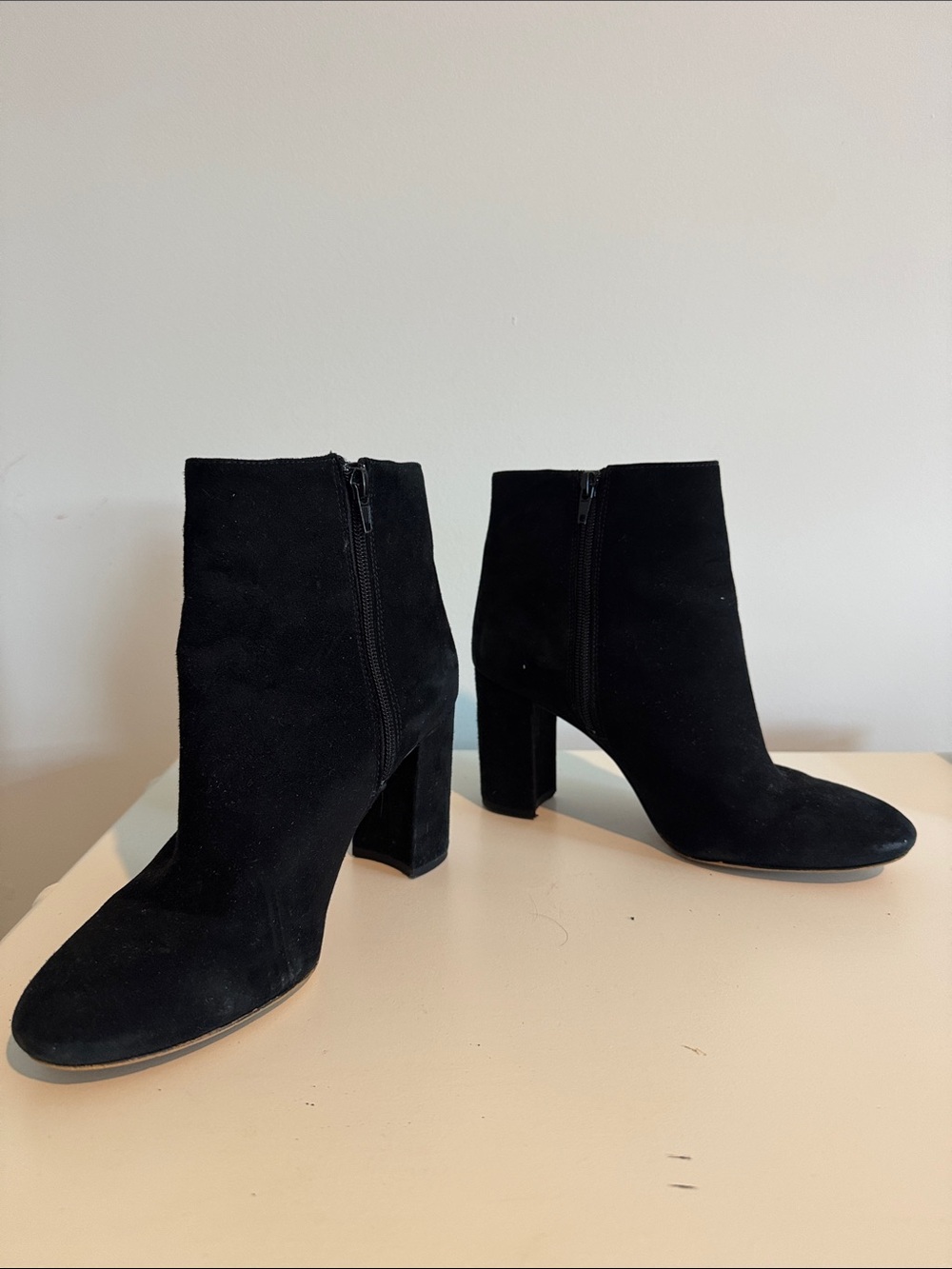 Women’s Nine West Black Suede Ankle Boots with Block Heel 8.5